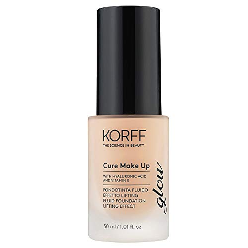 Korff Base de maquillaje líquida efecto lifting Glow, fórmula antiedad y larga duración, con ácido hialurónico 01, 30 ml