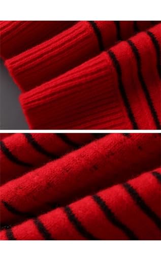 Men's Winter 100 Percent Solid Wool Loose Round Neck Color Matching Pullover Sweater Knitting Cashmere Sweater3