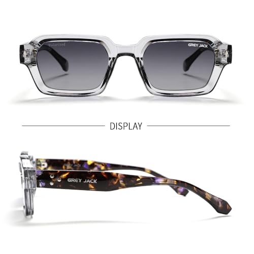 Image of grey jack TR90 Rectangle Polarized Sunglasses for Men Women,Stylish Full Rim Eyewear for UV Protection 21040
