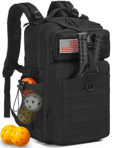 Pickleball Backpack with Molle System Design for Pickleball Lovers, Black