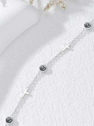Image of Dorunmo Ankle Bracelet for Women 925 Sterling Silver Natural Stone Bracelet Anklet Summer Beach Jewelry Birthday Gifts for Mom