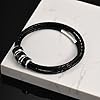 Personalised Mens Leather Bracelet Handmade Braided Bracelets Engraved Name Black Band with Small Custom Beads Gifts for Dad Husband Grandpa Boyfriends 1-6 Names Birthday Christmas Day (21cm-black-5) #3