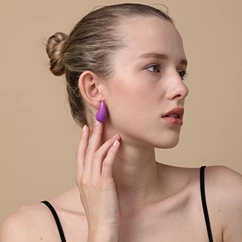 Image of Apsvo Chunky 14K Gold Plated Hoop Earrings for Women, Lightweight Waterdrop Hollow Open Hoops, Hypoallergenic Dupes Earrings