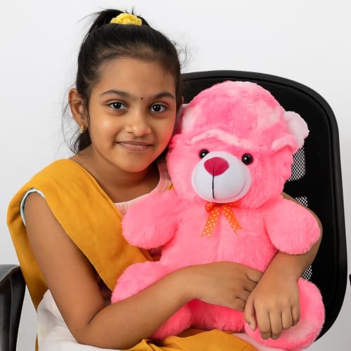 Image of GOLDENHUB Teddy Bear 30 CM Sitting with Cap Pink, Soft Toys, Sweet Expression, Red Color Teddy Bear for Unisex Kinds, for Wedding, Perfect for Snuggles and Imaginative Play