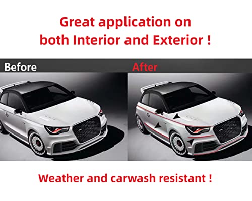 Solid Red Car Motor Bike Self-Adhesive Exterior And Interior Molding Trim Universal Dashboard Bumper Window Door Body Side Decorative Strip Scratch-Proof (Width: 1/2 Inch (12Mm), 8Ft) #TOP6