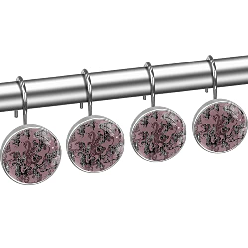 Crochets pour rideau de douche anti rouille acier inoxydable texture rétro x12 - 3