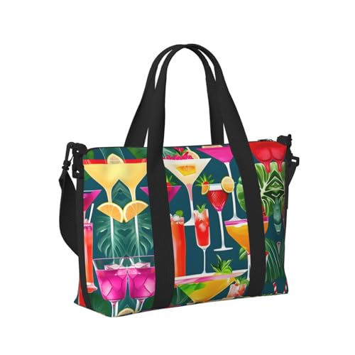 Tropical Cocktail print Travel Duffel Bag,workout duffel bag, overnight shoulder Bag,Weekender Bag for Women Men3