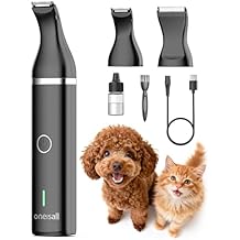 oneisall Dog Clippers with Double Blades,Cordless Small Pet Hair Grooming Trimmer,Low Noise for Trimming Dogs Hair Around Paws, Eyes, Ears, Face, Rump Black