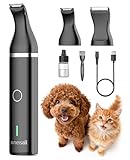 oneisall Dog Clippers with Double Blades,Cordless Small Pet Hair Grooming Trimmer,Low Noise for Trimming Dog's Hair Around Paws, Eyes, Ears, Face, Rump (Black)