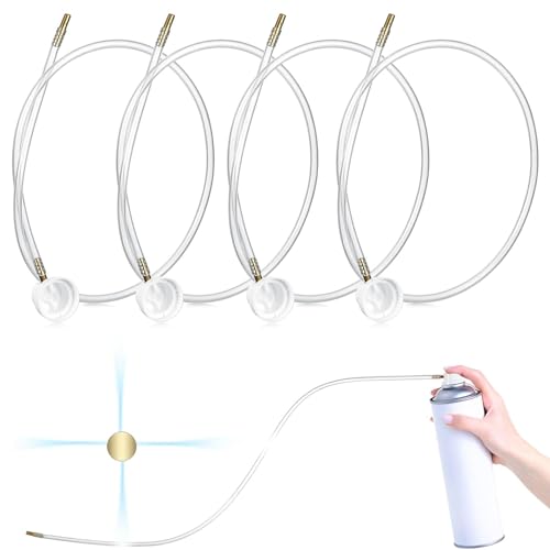 FUYUERO 360度延長ホース、エアゾールスプレーノズル、スプレー缶流体自動ノズルフィルム、ノズル延長ホース、オスステムスプレー缶に適合、多機能 パーソナルケア/塗料スプレー/染み抜き/カーケア/工業用品の家庭用/再利用可能、長さ60cm(4個セット)