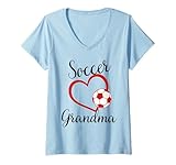 Photo Gallery donna funny grandma proud soccer lover nana cuore rosso per le donne maglietta con collo a v Photo Gallery donna funny grandma proud soccer lover nana cuore rosso per le donne maglietta con collo a v