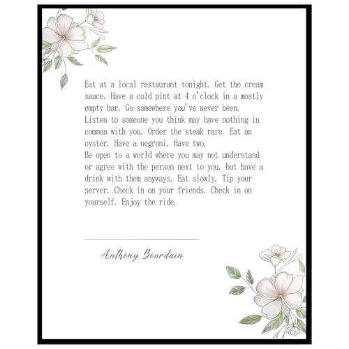 Anthony Bourdain Eat Local Restaurant Quote Print 8x10