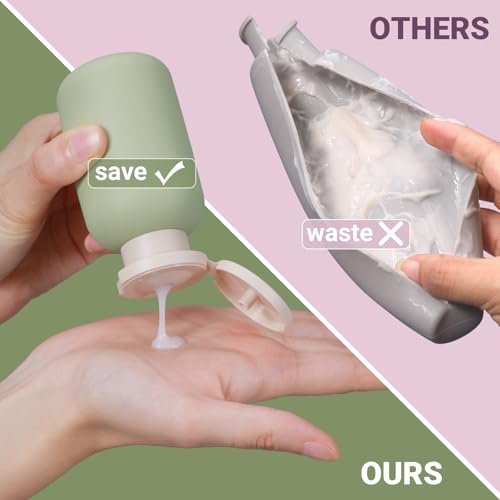 ASEVAT 3.4 oz/4 Pack Travel Bottles for Toiletries, Small Travel Shampoo and Conditioner Bottles, Refillable Containers Leak Proof, Plastic Squeeze Bottles with Flip Cap, green+blue3