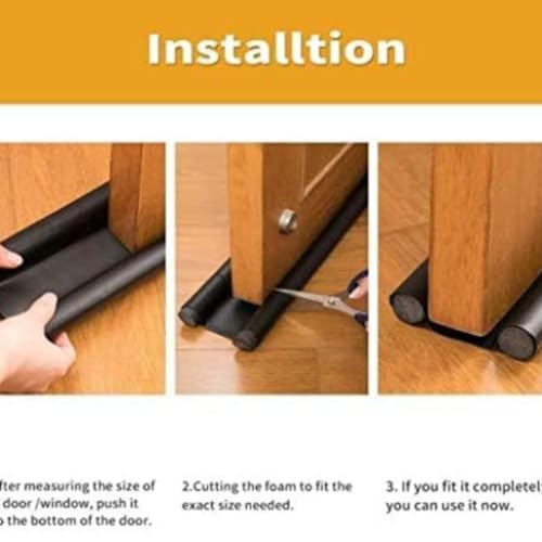 Image of Under Door Fabric Twin Draft Guard Cover Stop Light Dust Cool Air Escape Protector (Multicolor, Standard)