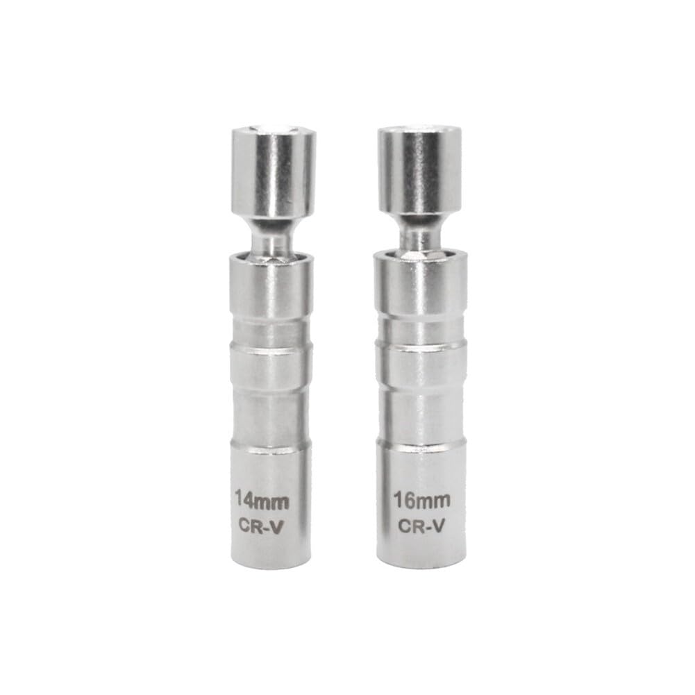 Zcargel 14 mm and 16 mm Spark Plug Wrench, 2 Pieces Magnet Universal Flexible Spark Plug Wrench Set Magnet Universal Flexible Spark Plug Wrench 3/8 inch Magnetic Spark Plug Socket Spark Plug Remover