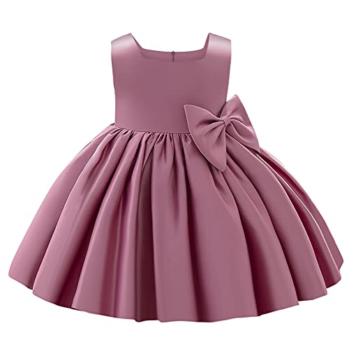 Idopip Flower Girls Bowknot Tutu Dress For Kids Baby Wedding Bridesmaid Birthday Party Pageant Formal Dresses Toddler Little Princess First Communion Baptism Christening Prom Gown Dusty Pink 18-24 Months thumb #1