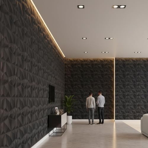 Image of Kayra Decor PVC Wall Panel - PVC Diamond Design, Grey Pine Wood Color 19.7 inch X 19.7 inch (Pack of 18) - Covers 48.51 Sq. Ft.