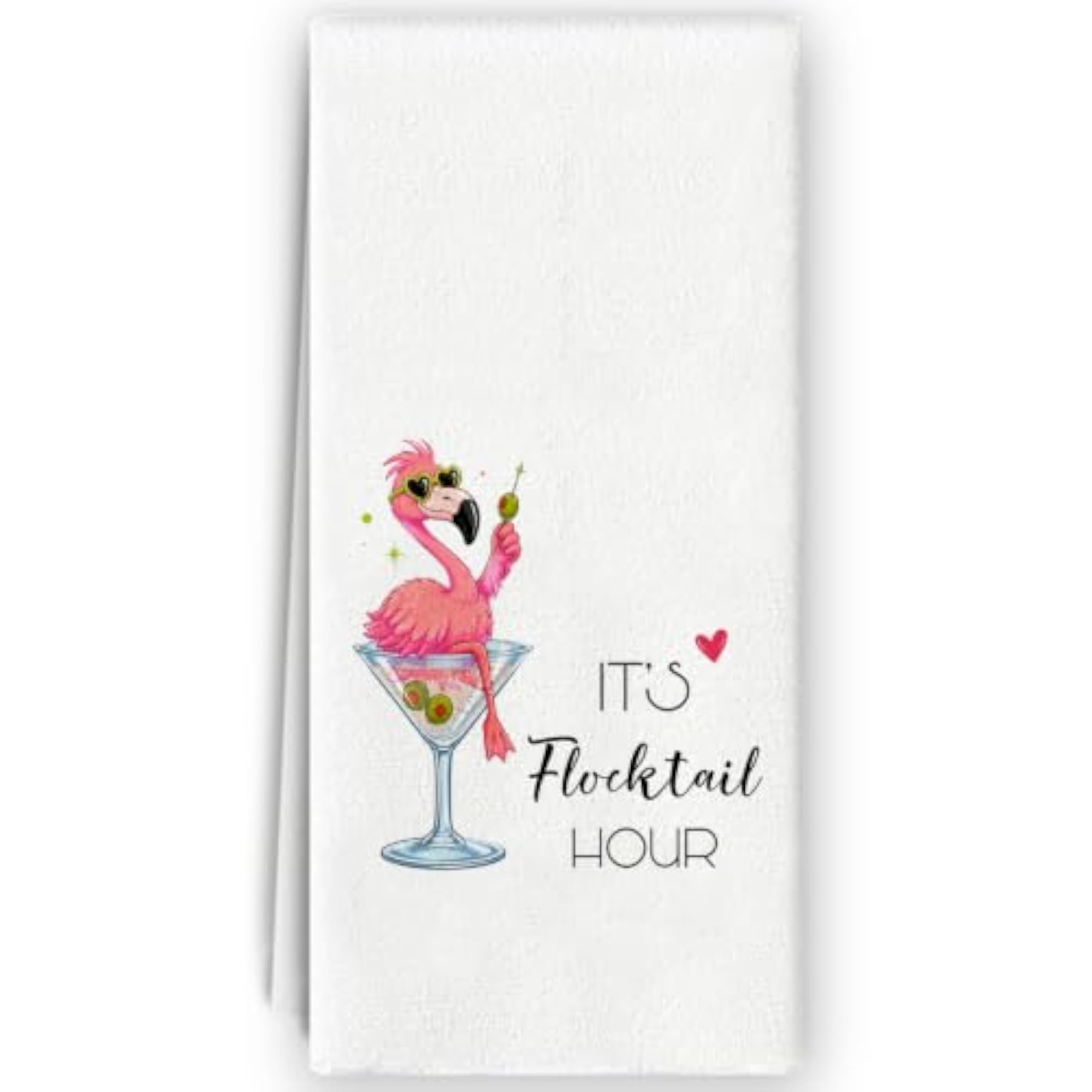 Martini Flamingo Kitchen Towels, Funny Cocktail Hand Towels Gift