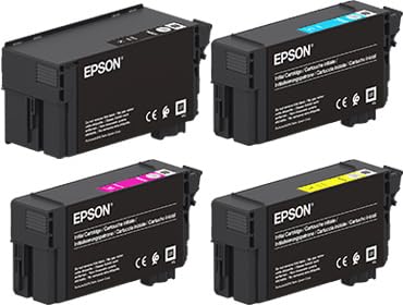 Epson Cartucce d'inchiostro originali T40 T40D1 nero XL 80 ml + T40C2, T40C3, T40C4 XD2 ciano, magenta, giallo standard da 26 ml per SureColor SCT2100 SCT3100 SCT5100