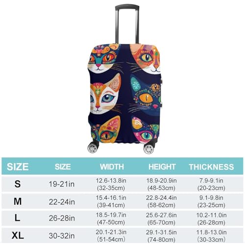 Folk with Cats Patterns Luggage Cover Suitcase Protector Travel Baggage Covers for Men Women L2