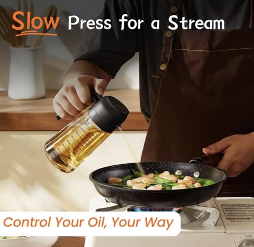 Olive Oil Spray Bottle Air Fryer 16oz - 2 in 1 Olive Oil Dispenser Bottle for Kitchen Accessories - Kitchen Gadgets, For Air Fryer - Image 4