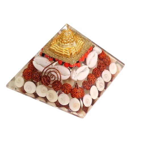 Image of Laxmi Pyramid | 3-Inch Goddess Laxmi Pyramid for Wealth, Prosperity, and Abundance | Handmade Spiritual Decor for Home and Office | Vastu Remedy for Success