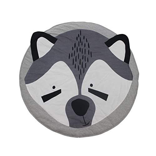 AGUDOU Tapis De Jeu BéBé pour Enfants, Rond Enfant Animaux Moquette pour Fille GarçOn, Cotton Portable Doux Creeping Ramper Couverture Tapis Decoration, Lavable Jeux d'enfant Pad 90x90cm (Renard) Cover