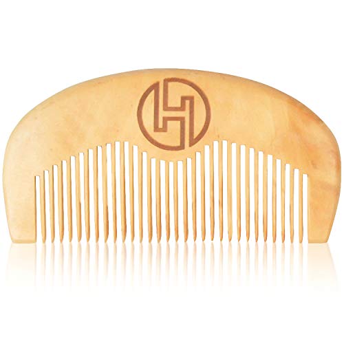 Beard Comb for Men - Wooden Pocket Combs for Mustache Beard and Hair Styling Made with Natural Peachwood by Hustlepreneur
