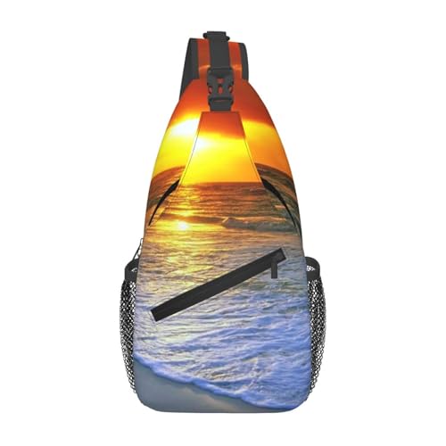 Sac à dos à bandoulière imprimé plage couché de soleil pour sport et voyage