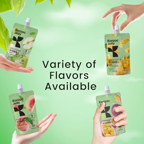 Hethstia Konjac Jelly, 10 Pack – Peach, Mango, Passion Fruit, Green Apple – Vegan, Sugar-Free, Low Calorie, Keto, Gluten-Free, Vitamin C Snack – Refreshing, Drinkable, On-the-Go Healthy Treat