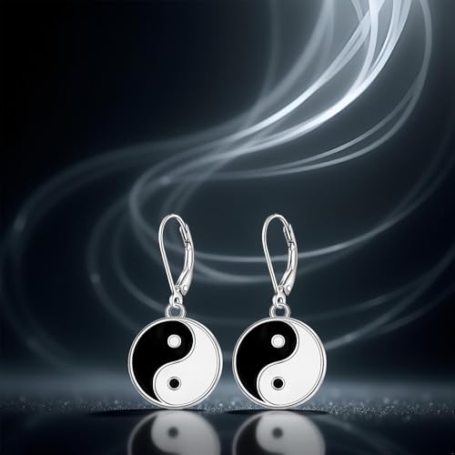 Yin Yang Earrings for Women Sterling Silver Yin Yang Earrings Dangle Jewelry Gifts for Birthday Leverback4