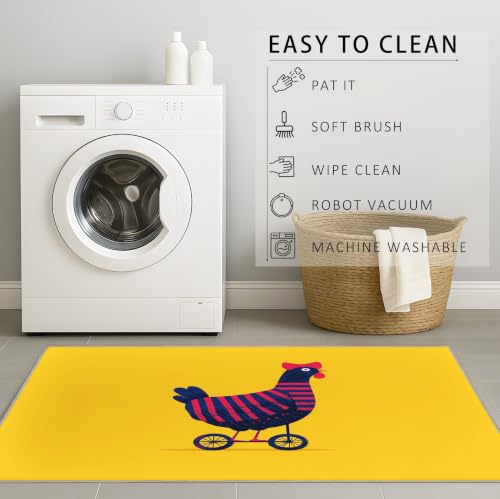 Tapis de chambre lavable et antidérapant avec motif ocre - 7