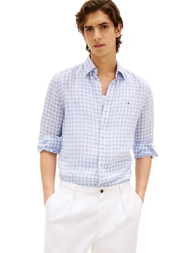 Image of Tommy Hilfiger Men's Long Sleeve Casual Linen Button Down Shirts in Regular Fit