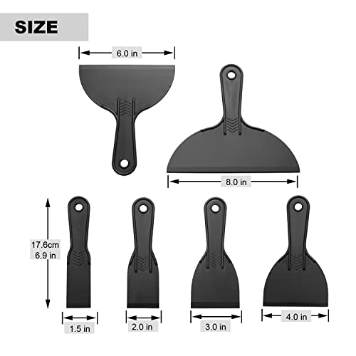 6 Pack Putty Knife, Flexible Plastic Paint Scraper Tool For Spackling,Plastic Putty Knife, Putty Knife Set, Plastic Spreader, Spackle Tool, Plastic Putty Knife Scraper, Scraper Tool, Putty Scraper #TOP4