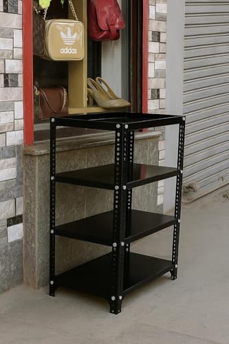 Image of Iron Metal Storage Rack 4 Shelf Adjustable Shelving Unit | Heavy Duty Space Saving Organizer Rack | Black | 12x29x36 Inch
