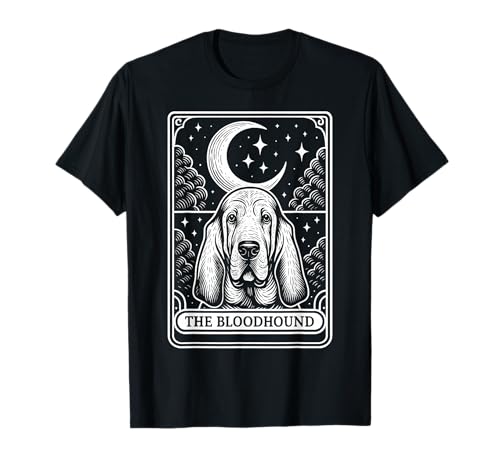 Bloodhound Dog Mom Tarot Card Vintage Crescent Moon T-Shirt