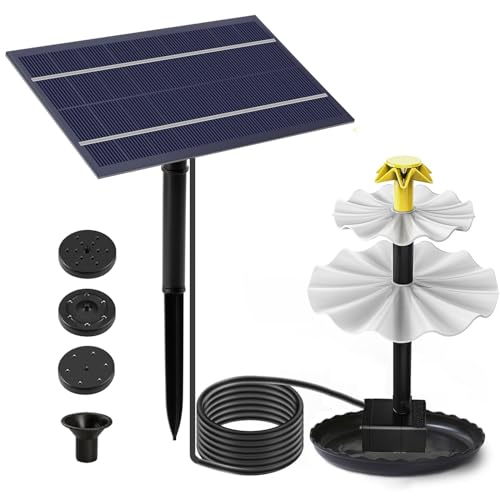 Solar Teichpumpe Für Außen, Springbrunnen Garten Solar, Solar Gartenbrunnen, Vogeltränke Balkon, Solarbrunnen Für Draussen, Solar Pumpe Wasser Fountain Vogelbad Diy Gartenteich Wasserspiel (4W)