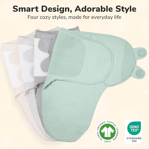 Image of Mama Cheetah Baby Swaddle Sack, Organic Cotton Swaddle Blanket, Adjustable Swaddle Sleep Sacks, Easy Swaddles for Boy Girl 0-3 Month, Baby Essentials, 4-Pack