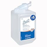 Scott Professional Antimicrobial Foam Skin Cleanser (91554), 1.0 L, Foaming, Clear, No Fragrance Added, Manual Hand Soap Refills, 0.1% Benzalkonium Chloride (6 Bottles)