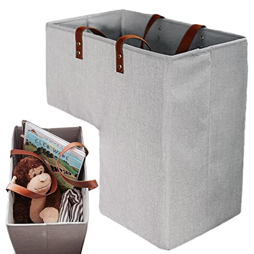 Treppenkorb Faltbarer Treppenorganisator Korb mit Kunstledergriff Großer Treppenaufbewahrungsorganisator Faltbarer L-förmiger Treppenkorb-Organizer für Wäsche, Spielzeug und Haushaltsgegenstände Cover