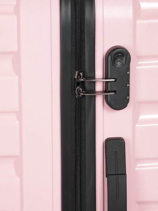 Image of Teakwood Small-Medium Cabin Size 8 Wheels Trolley Bag, Hard Cabin with Zipper Closure, Adjustable Push Button & Cross Side Strap, TSA Lock System 360 Degree (Set of 2, Rose)