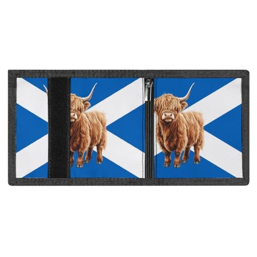 Flag of Scotland Highland Cow Custom Trifold Wallet Front Pocket Credit Card Holder with Coin Purse for Men Women Travel Gifts4