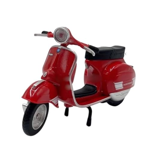 Power Toys TECH - Miniatura Vespa, Lambreta : Moto Vespa Lambreta de Pneus de Borracha 1:18 (Vermelha)