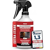 PRAXS® Backofenreiniger & Grillreiniger - 500ml Konzentrat - Wirkt in 10 min - Extrem kraftvolle Formel gegen hartnäckige Ablagerungen - Made in DE