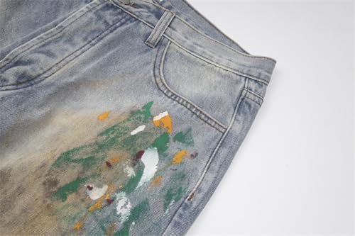 Jeans Pants Trouser Denim Retro Printed Loose Straight Trendy Handsome Dressing Style High End Casual Men4