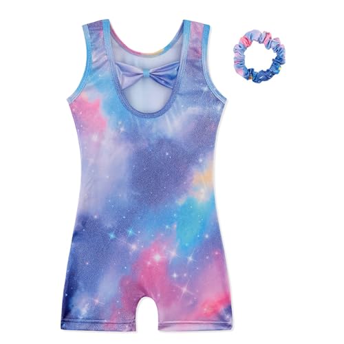 HOZIY Gymnastics Leotards for Girls with Shorts Biketards Dance Tumbling Outfits Matching Scrunchies 1-12 Years Old