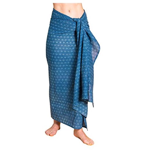 Dihope Damen Strandkleider Sommer Sarong Pareo mit Träger Blickdichter Wickelrock Bunte Sonnenblumen Strandtuch Bikini Cover Up Beachwear Weich und Leicht Rayon(Grün,100 * 140CM) 7 PANASIAM Sarong Indigo Asanoha