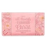 Checkbook Cover Pink Floral All Things Christ Phil. 4:13
