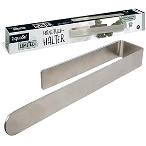 aquaSu® Limited 87051 1 Handdoekhouder zonder boren, chroom met 3M-lijm, handdoekstang om te plakken, wandhouder voor handdoeken, zelfklevend, handdoekring, roestvrij staal, 370 mm