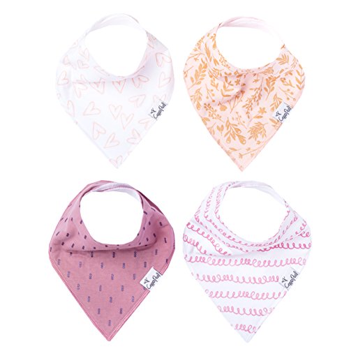 Image of Copper Pearl Baby Bandana Bibs - 4 Pack Soft Cotton Baby Bibs for Drooling and Teething, Absorbent Drool Bibs for Baby Girl and Boy, Adjustable to Fit Newborns to Toddlers, Tons of Styles (Lola)